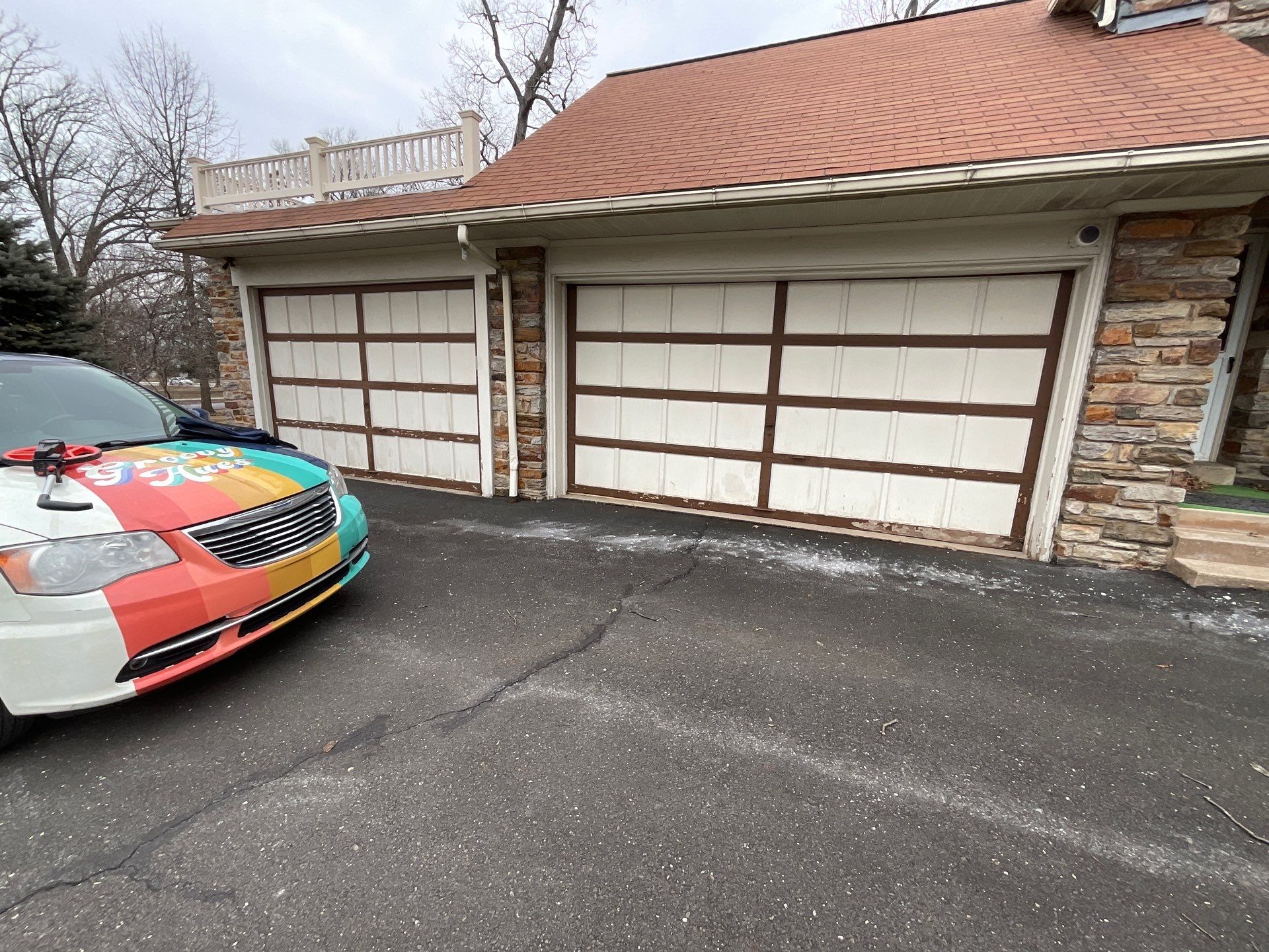 Exterior Outside Garage Door Painting Project Picture Before